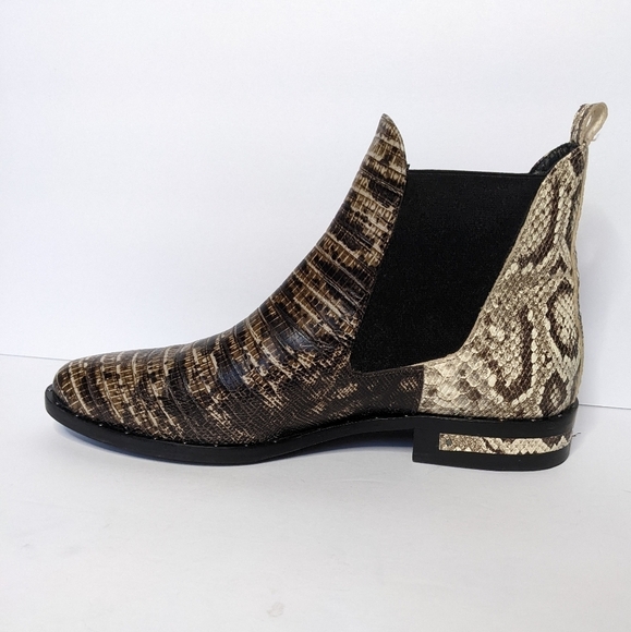 Freda Salvador Snake-Printed Skin Italian Leather Chelsea Boots Bootie Size 7 - Picture 4 of 14